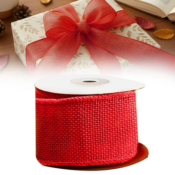 Jute Burlap Ribbon With Wire Edging 4cm Wide X 4.6m Natural Color For Christmas DIY Crafts And Holiday Decor Multicolored