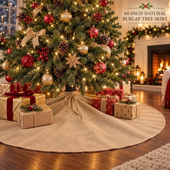 Jute Burlap Tree Skirt 60 Inches Diameter