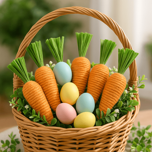 Jute Carrot Easter Décor, 6-Count Pack – Rustic Spring Decoration