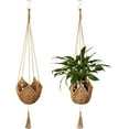 thumbnail image 1 of Jute Crochet Long Plant Hanger for 3 Inch to 12 Inch Pots, Macrame Plant Holder Rope with S Shaped Hooks for Halloween Home Decor(Brown), 1 of 6