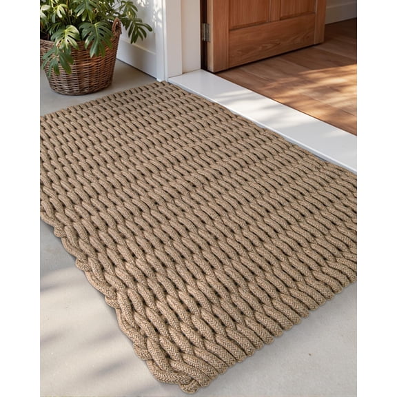 Jute Doormat Brown 2'8" X 4' Front Entryway Patio Use