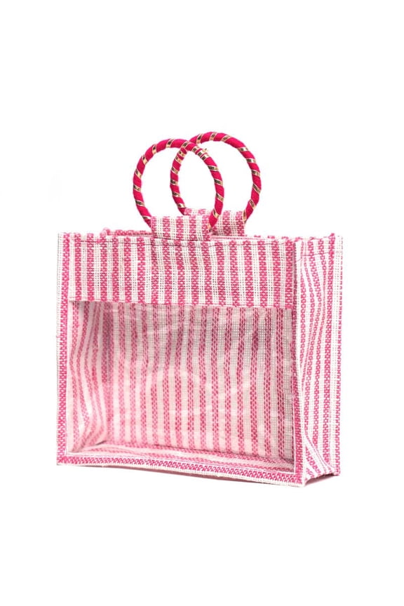 Jute Gift Hamper Bag with Transparent Window | Eco-Friendly Bag for Wedding Gifting, Return Gifts, Dry Fruits | Reusable Tote Bag