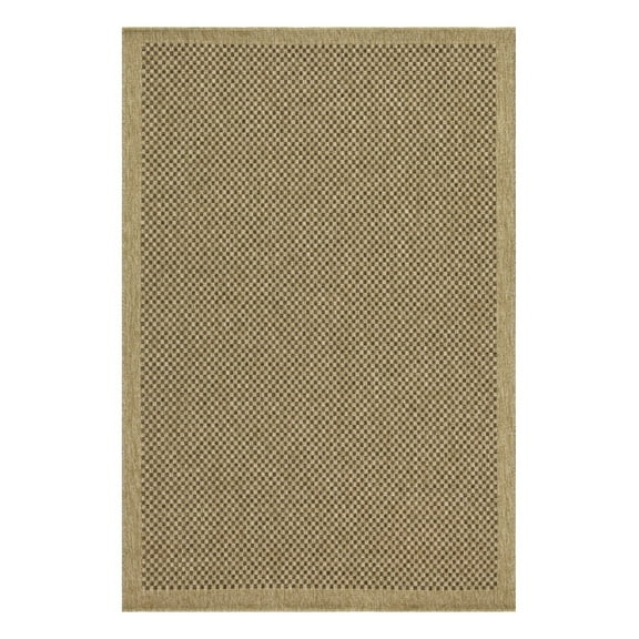 Jute/Mocha Area Rug 5'3" x 7'3", Indoor Outdoor Rug Neutral Earth Collection, Durable Flatweave Rug for High Traffic Areas, Pet & Kid Friendly
