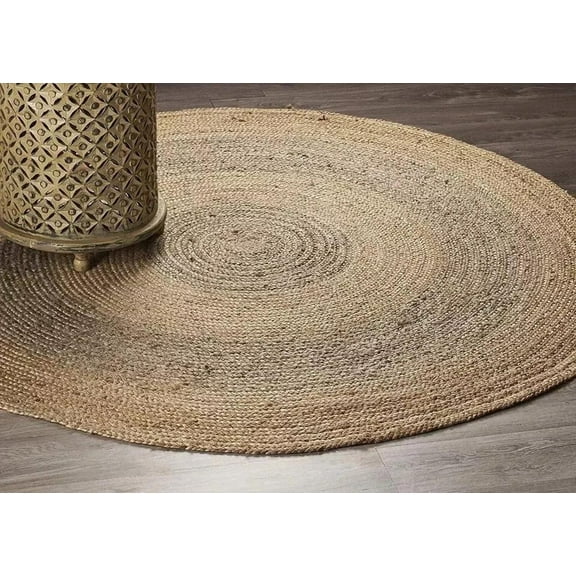 KashiCarpets Farmhouse Rustic Look Braided Natural Area Rug, 3 ft x 3 ft