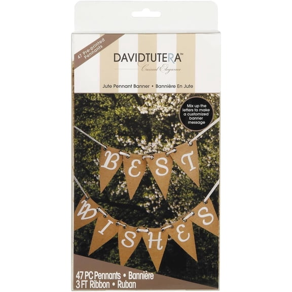 Jute Pennant Wedding Anniversary Graduation & Birthday Party Banner - 47 Pieces
