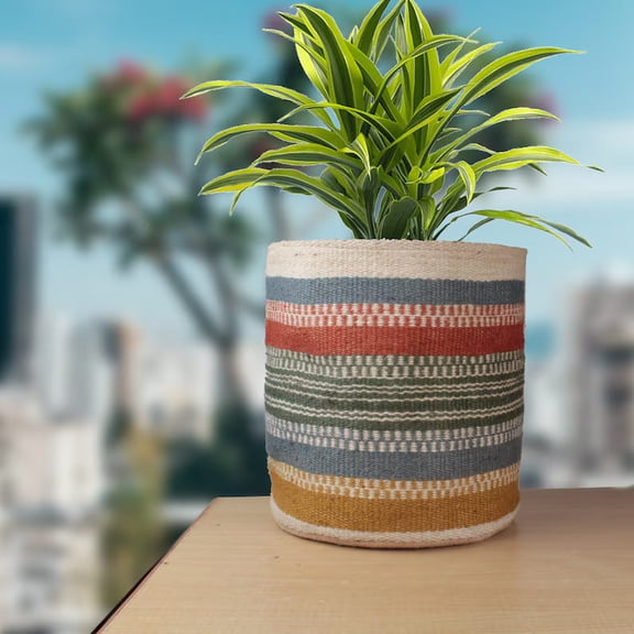 Jute Planter Basket Modern Woven Basket for 8" Flower Pot Floor Indoor Planters, 10 x 10 Storage Organizer Basket Rustic Home Decor, Boho Storage Earth-friendly Planter