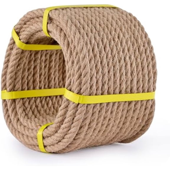 Jute Rope 1/2 Inch x 50Ft,Suitable for Various Indoor and Outdoor Projects. Such as Handicrafts, Cat Scratch Stickers, Home Decor, Gardening, Flower Baskets, Swing Beds, Seawall Fences, etc