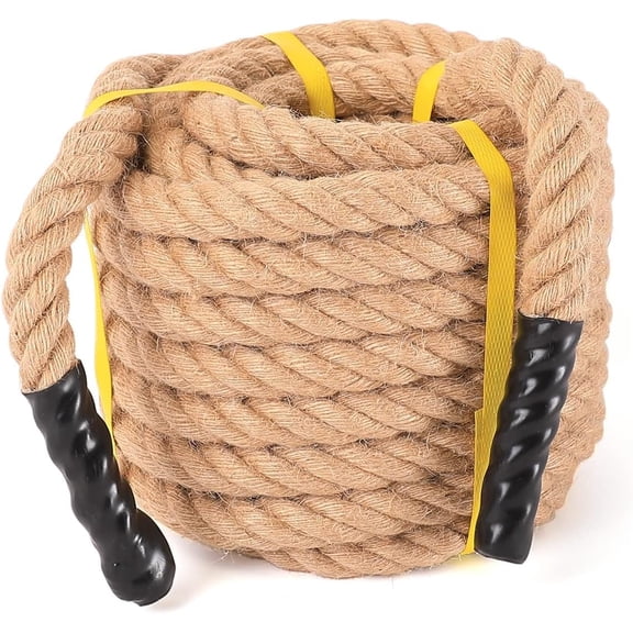 Jute Rope 1 in 50 ft Natural Material Heavy Duty Jute Rope Twisted for Indoor Outdoor Crafts, Nautical, Tug of War, Railing, Hammock, Swing, Gardening, Climbing