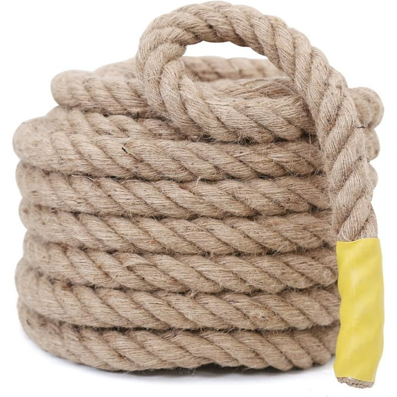 Jute Rope,1 in X 100 FT Natural Twisted Manila Heavy Duty Hemp Ropes for Crafts,Swing for Tree,Gardening, Bundling, Hammock, Nautical, Tug of War, Railings, Home Decorating