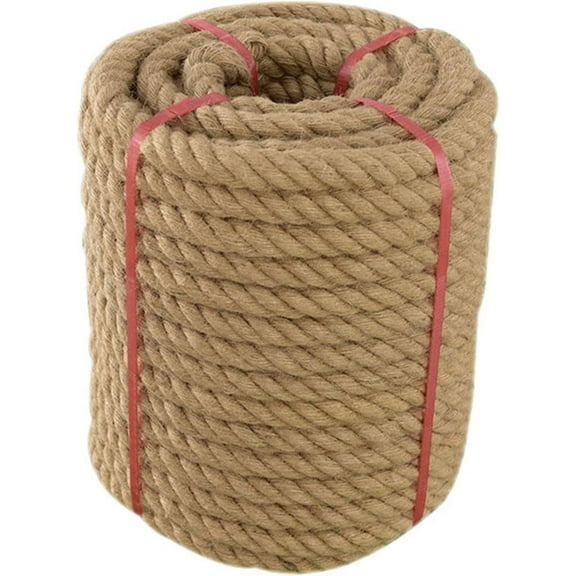 Jute Rope (1 in X 100 ft), 25mm Thick Twisted Manila Ropes, Natural Heavy Duty Hemp Rope for Swing Bed, Crafts, Railing, Tug of War, Landscaping, Gardening, Bundling, Hammock, Home Decorating