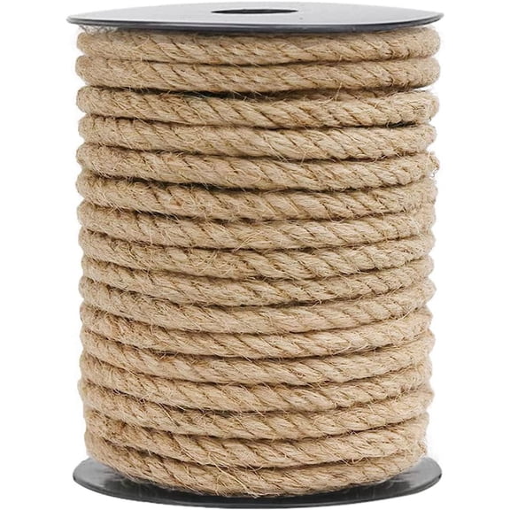 Jute Rope 8mm Thick 49 ft Natural Hemp Twine Rope for Crafts Packaging Arts Decoration Bundling Gardening Home Industrial Cat Scratching Post