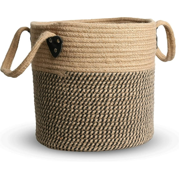 Jute Rope Basket 12"x 12" Woven Plant Basket with Handles for 8"-11" Plant Pots,Boho Indoor Planters Cover,Multifunctional Basket for Outdoor Plants、Artificial Plant、Picnic、Storage