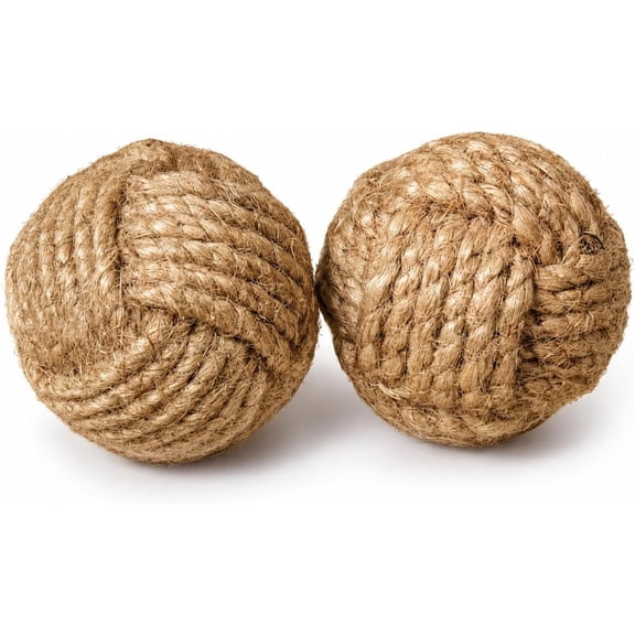 Jute Rope Door Knobs/Rope Knot Drawer Pulls and Knobs/Pull and Push Handle Knobs for Cabinets, Wardrobes & Cupboards/Nautical Hardware Decor, 25 mm, Set of 6