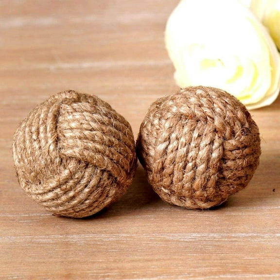 Jute Rope Door Knobs/Rope Knot Drawer Pulls and Knobs/Pull and Push Handle Knobs for Cabinets, Wardrobes & Cupboards/Nautical Hardware Decor, 25 mm, Set of 6