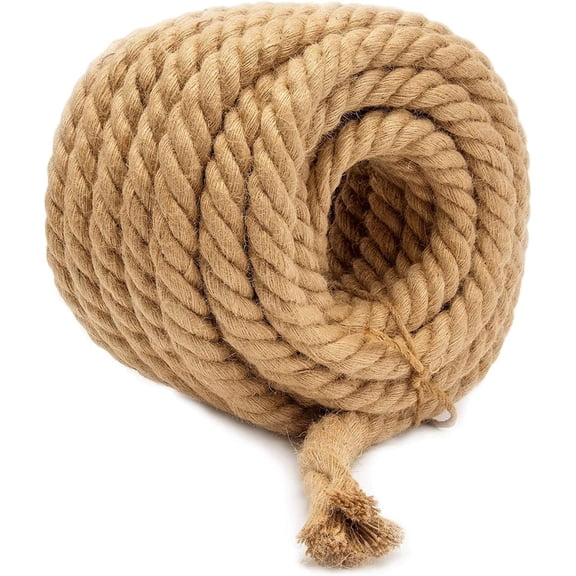 Jute Rope Garden Twine String Indoor and Outdoor DIY Twisted Manila Rope Home Decor Crafts for Gardening Thick Rope Natural Nautical Nemp Strong Jute Rope (50, 1/4 inch (6mm))
