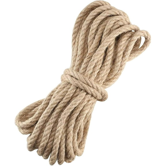 Jute Rope,Hemp Rope Heavy Duty Jute 32 Feet Twisted Hemp for Indoor and Outdoor Gardening,Crafts, Home Decorating, Climbing,DIY (10m,32ft)Q