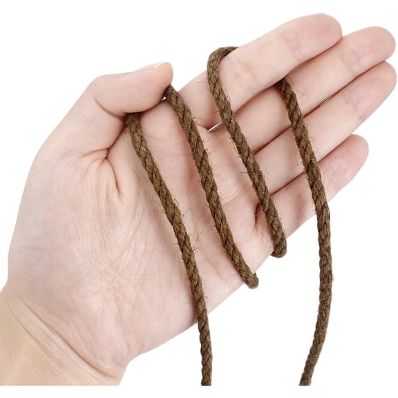 Jute Rope Natural Craft Rope Twine String for Home Gardening Macrame Arts Crafts DIY Scratching Post Replacement Repairing Recovering Toy Making, Dark Brown