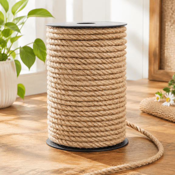 Jute Rope Natural Jute Twine 8mm 33ft Rope Cord Craft for Packaging Arts Crafts Decoration Bundling Gardening Home Cat Scratching Post
