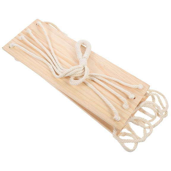 Jute Rope Organizer Rack Hanging Swing Rope Shelf Wall Storage Rack Double Layers Rack 85X40X15CM Beige