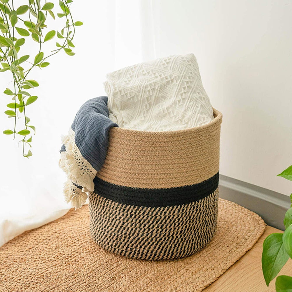 Jute Rope Plant Basket Small Woven Storage Basket for Up to 7" Planter