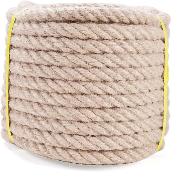 Jute Rope - Twisted Manila Natural Thick Hemp Rope Multipurpose for Indoor and Outdoor Use, for Docks, Railings, DIY Projects, Home Decorating, Climbing (1/2 inch x 50 Feet)