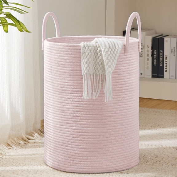 Jute Rope Woven Laundry Hamper Basket by   72L Tall Luandry Basket  Baby Nursery Hamper for Blanket Storage in Bedroom-Large-Jute