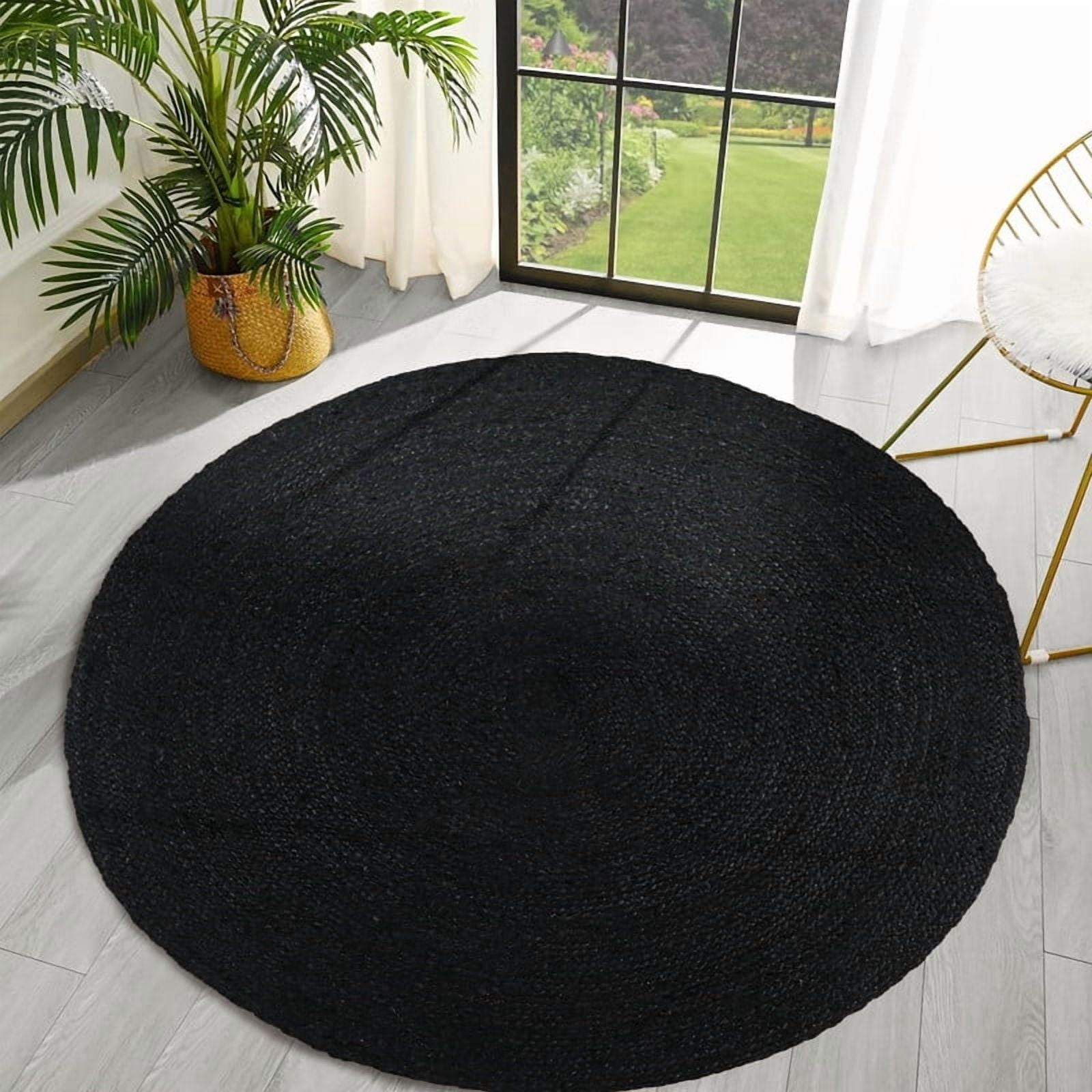 Jute Round Rug – Reversible Farmhouse Rug, Natural Decorative Circle ...