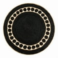 thumbnail image 1 of Round Natural Jute Rug, Rustic Boho Coastal Farmhouse Reversible Mat, Black Natural, 9 FT, 1 of 5