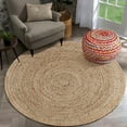 thumbnail image 1 of Natural Jute Circle Rug, Reversible Rustic Farmhouse Boho Area Mat, Natural_A, 8 FT, 1 of 5