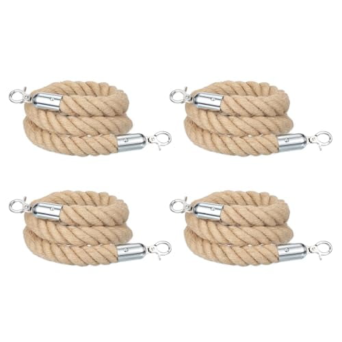 Jute Stanchion Rope 3ft x 1.3 Inch Safety Queue Braided Jute Ropes with ...