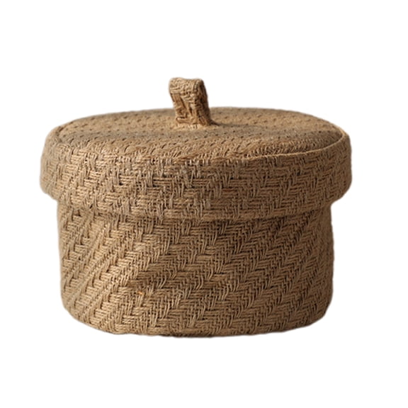 Jute Storage Basket Desktop Hand-Woven Baskets Needle Thread Bag Snack Container