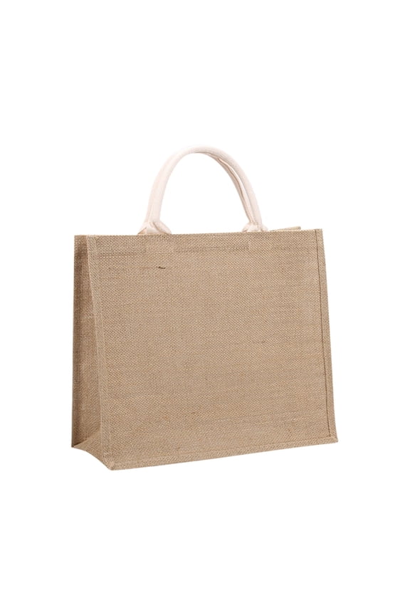 Jute Tote Bags Burlap Bags Beach Bag for Women Small Reusable Bag Plain Tote Bag Structured Base Large Capacity Jute Shopping Bag with Strong Handles for Grocery Beach 14.18x7.49x12.61"
