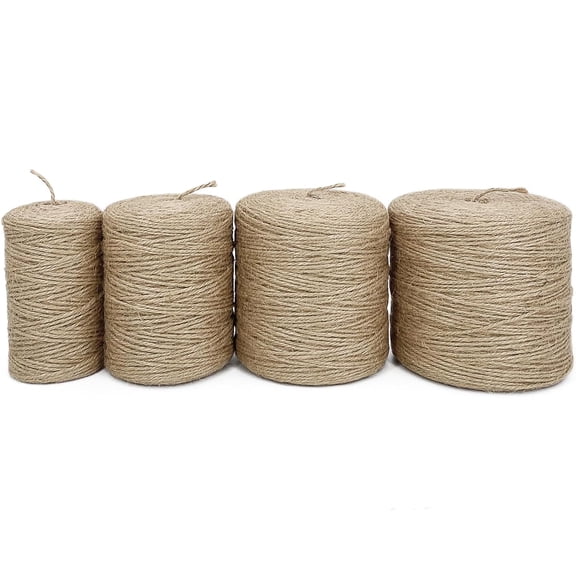Jute Twine 3Ply Twisted Heavy Duty Brown Twine String Ribbon for Arts Crafts DIY Project Gardening Packing Materials