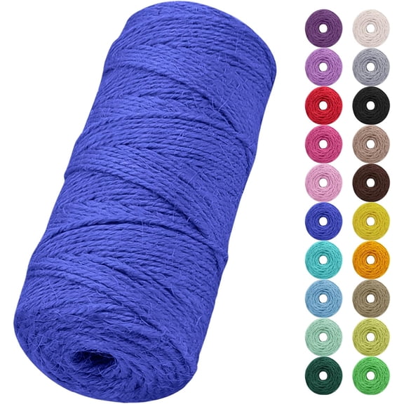 Jute Twine String, 2mm 328 Feet Natural Garden for Crafts, Colored Rope 3-Ply Hemp String Gift Wrapping, Gardening, Wedding and Christmas Decorations (Royal Blue) Royal Blue