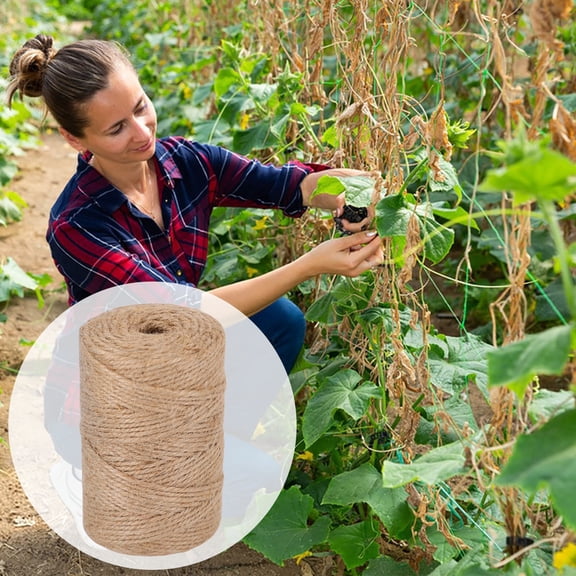 Jute Twine String 2mm 328Ft Natural Thin Ribbon Twine for Craft Gardening Plant Gift Wrapping Art Wedding Decoration Packing Material Christmas Twine Bulk Heavy-Duty