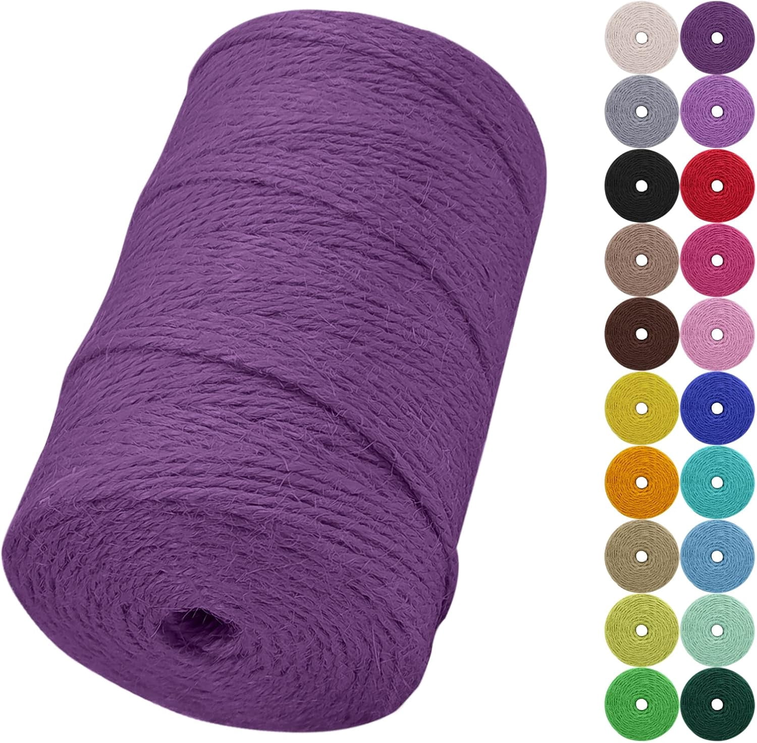 Jute Twine String – 2mm X 328 Feet, 3-Ply Natural Fiber, 21 Colors, For Gardening, Gift Wrapping, Crafts, Wedding & Christmas Decorations