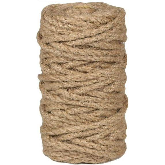 Jute Twine String 6mm Natural Thin Ribbon for Craft Gardening Art Wedding Decoration Packing Material (80FT * 6mm)