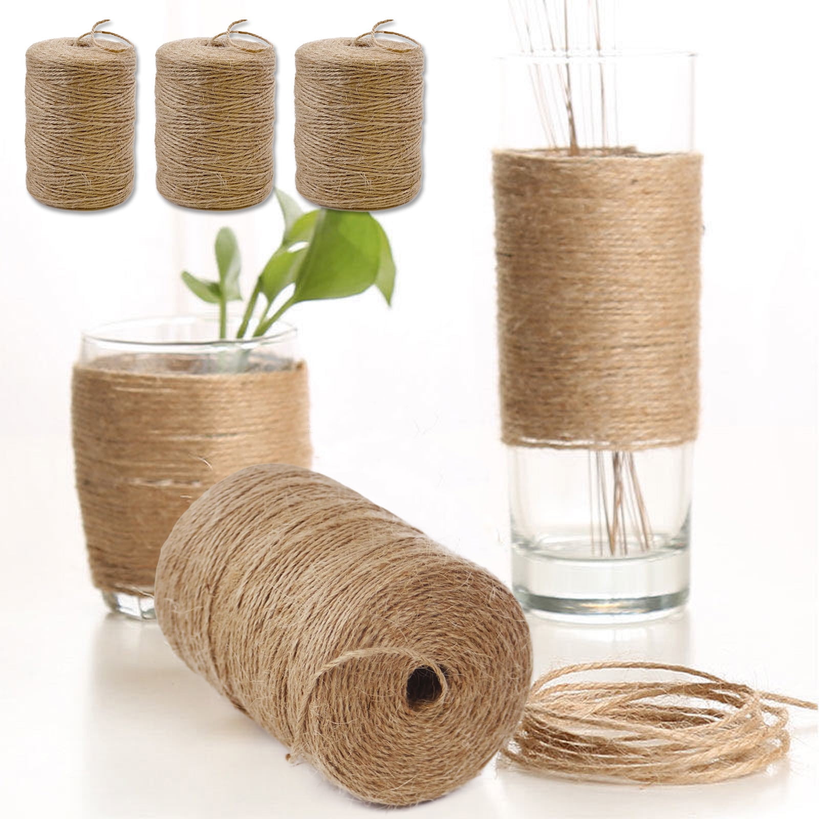 HRX 6mm Natural Jute Twine Rope, 66 Feet, Strong, Thick, and