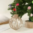 thumbnail image 1 of Jute Twine Wrapped Clear Plastic Christmas Ornament, Rustic Holiday Ball Decoration with Pearl Accents, Hanging Tree Décor, 1 of 5
