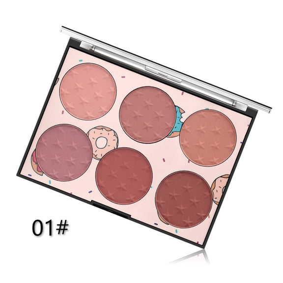 Jutqut 6 Colors Light Luxury Matte Blush Shimmer, Blush Palette with Blush Brush, Set B, 0.78o.z.