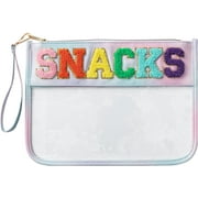 Jutqut Nylon Letter Clear Zipper Pouch Bag, Water-proof PVC Makeup/Snack Bags for Women Girls,Multicoloured-Snacks