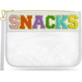 thumbnail image 1 of Jutqut Nylon Letter Clear Zipper Pouch Bag, Water-proof PVC Makeup/Snack Bags for Women Girls,White-Snacks, 1 of 7