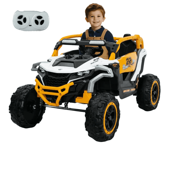 Juuar 12V Kids' Electric Vehicles with Remote Control, 2 Seater Ride on Truck Car with Lights & Music, Fun UTV Toys for Boys Girls Ages 3 4 5 6 Years Old, White