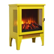 Juuar 17" Freestanding Fireplace Heaters for Indoor Use, Electric Fireplace Stove with 3D Realistic Flame & Overheat Protection, Yellow