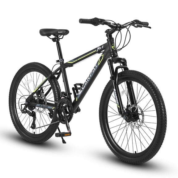 Juuar 24" Mountain Bike, 21 Speed Adult Bike Bicycle Steel Frame, Disc Brakes Front Suspension MTB for Men Women