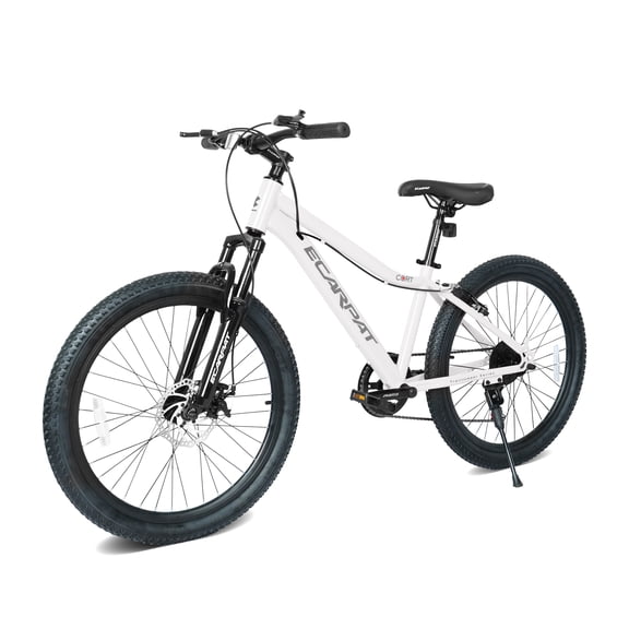 Juuar 24" Mountain Bikes for Adults Age 13+, 7 Speed Dual Brake MTB, Comfort Steel Frame Urban Commuter Bike Bicycle with Front Suspension, Fits Riders 51"-59", White