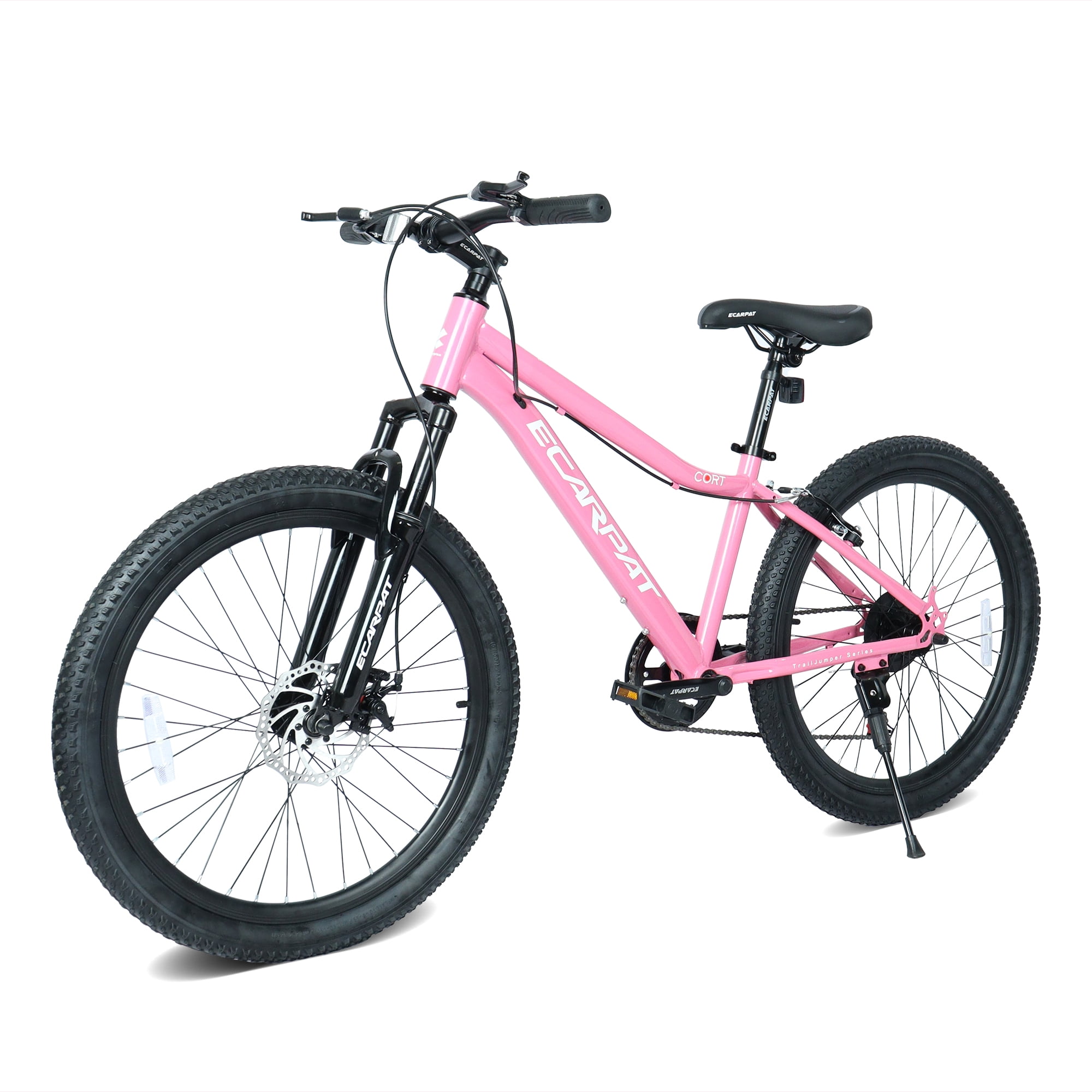 Juuar 24" Mountain Bikes for Men Women Ages 13+, 7 Speed Dual Brake MTB Bike Bicycle with Front Suspension, Sturdy Steel Frame City Bike, Fits Riders 51"-59", Pink