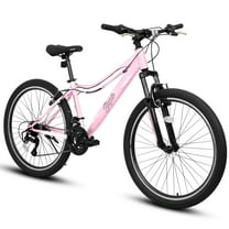 Juuar 24" Mountain Bikes for Men Women, 21 Speed Steel Frame Adult Bike, Urban Commuter Bicycle with Front Suspension & Dual V-Brake, Pink