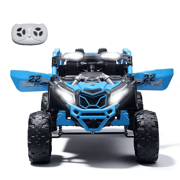 Juuar 24V Kids Ride on Toys for Boys Girls Age 3+, 2 Seater Electric Vehicles with Remote Control, Music & Lights, Up to 5 MPH, 2 x 200W Powered Fun Ride on UTV for Birthday Gifts, Blue
