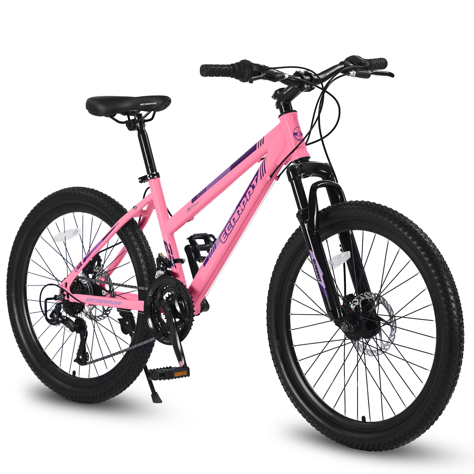 Juuar 26" Mountain Bikes for Adults, 21 Speed Disc Brake MTB Bicycle, Comfort Steel Frame Womens Bike with Front Suspension, Pink